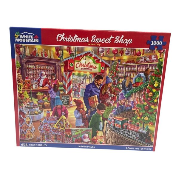 White Mountain Christmas Sweet Shop 1000-Piece Puzzle Candy Sweets Shopping - Picture 1 of 3